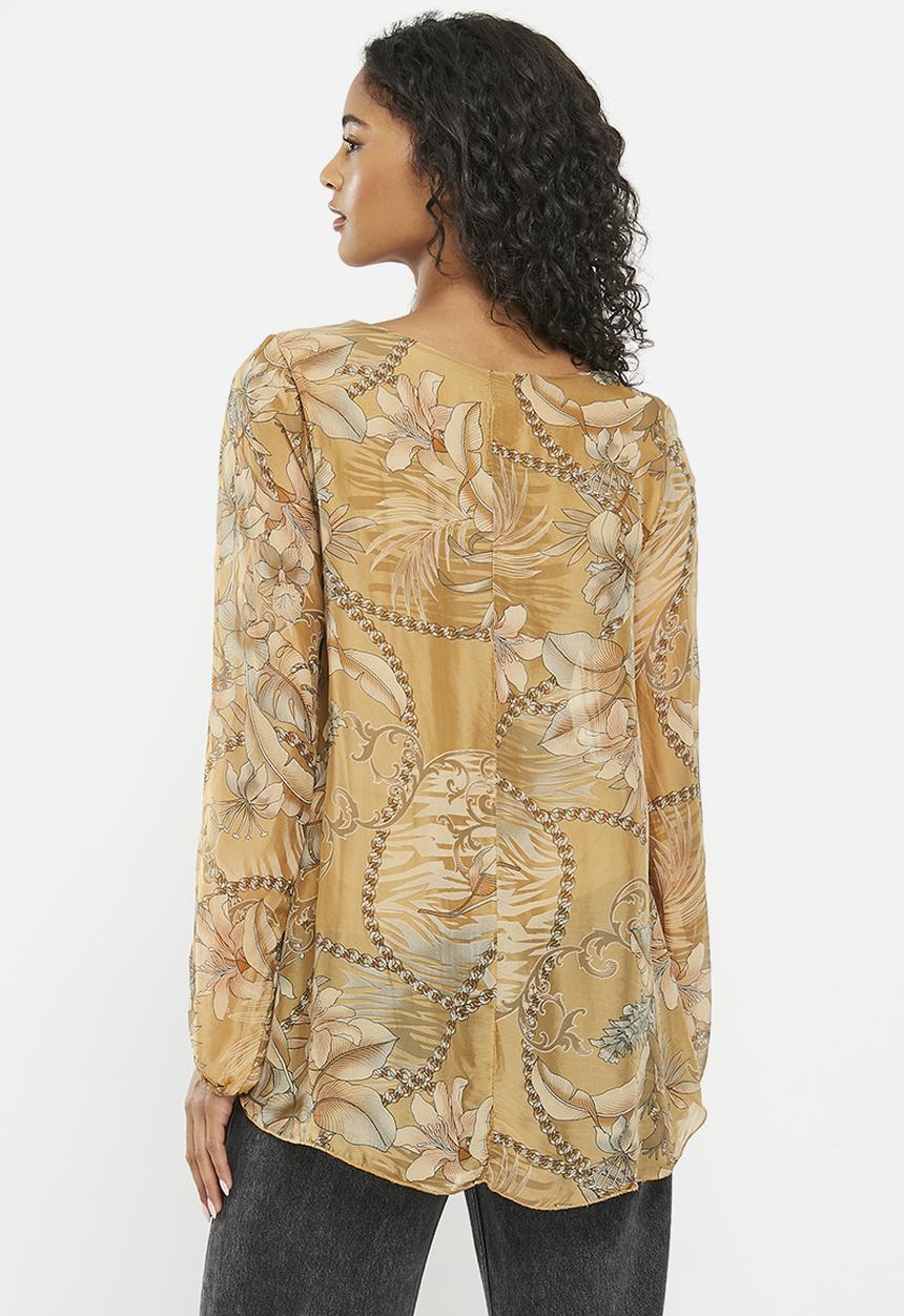 Zabaione - Print longesleeve blouse - tobacco