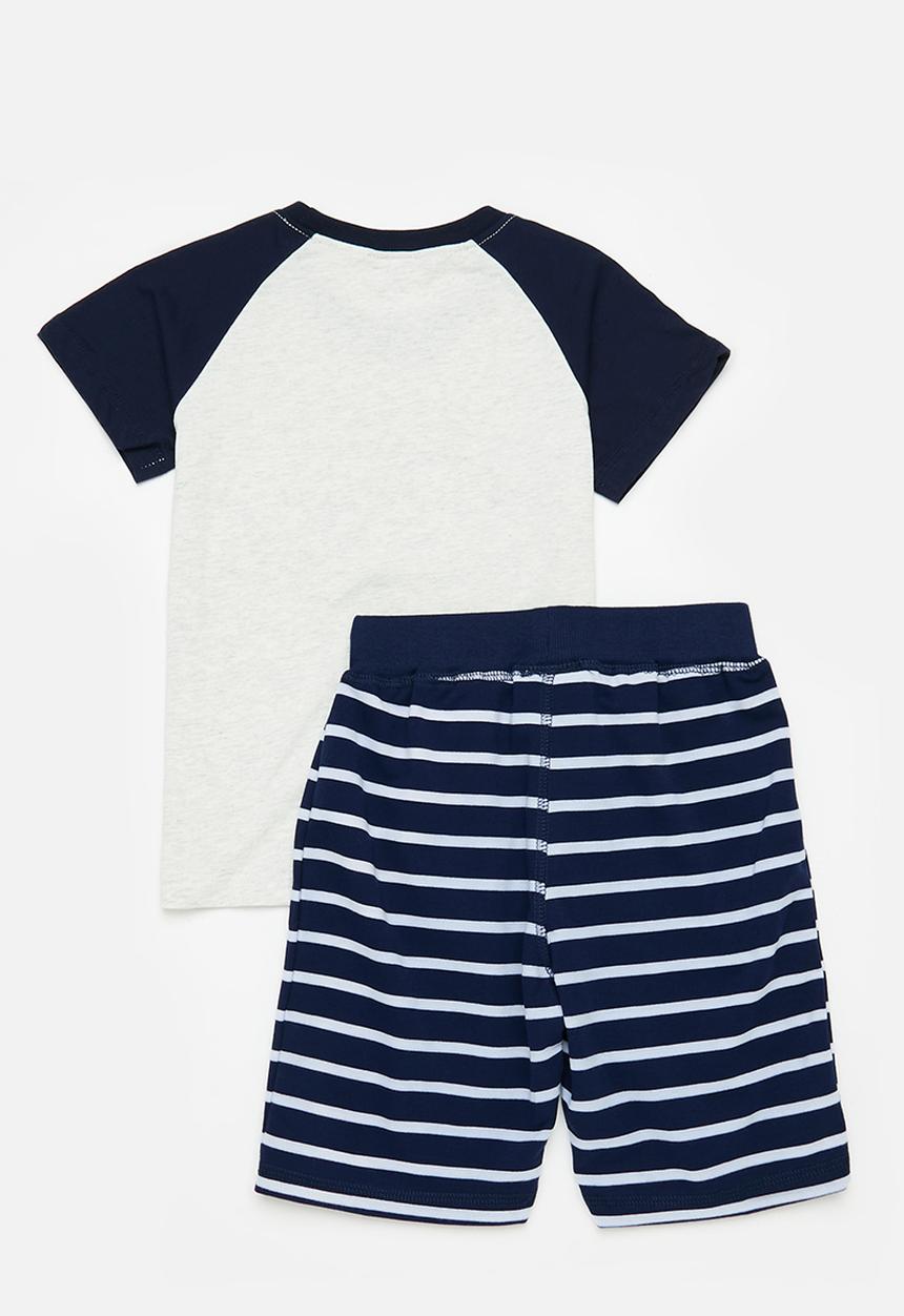 Pop Candy - Reglan tee & short set - navy & white