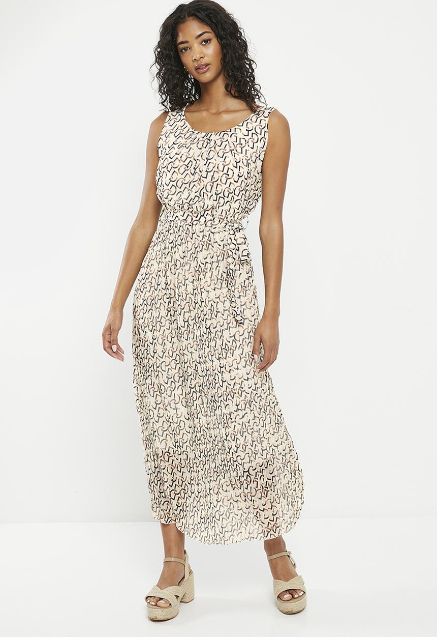 Zabaione - Print sleeveless midi dress - off white