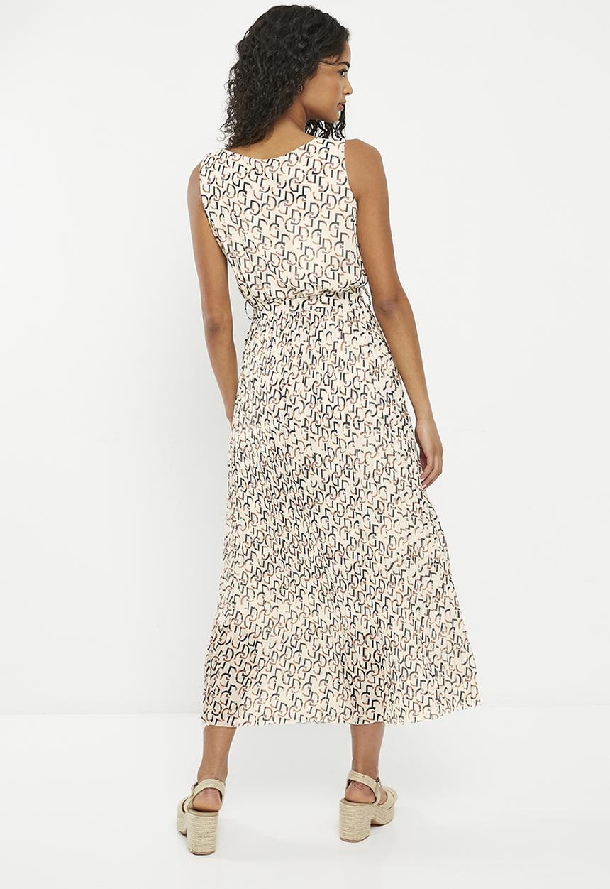 Zabaione - Print sleeveless midi dress - off white