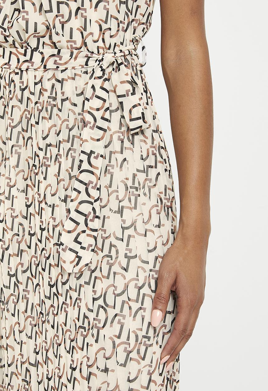 Zabaione - Print sleeveless midi dress - off white