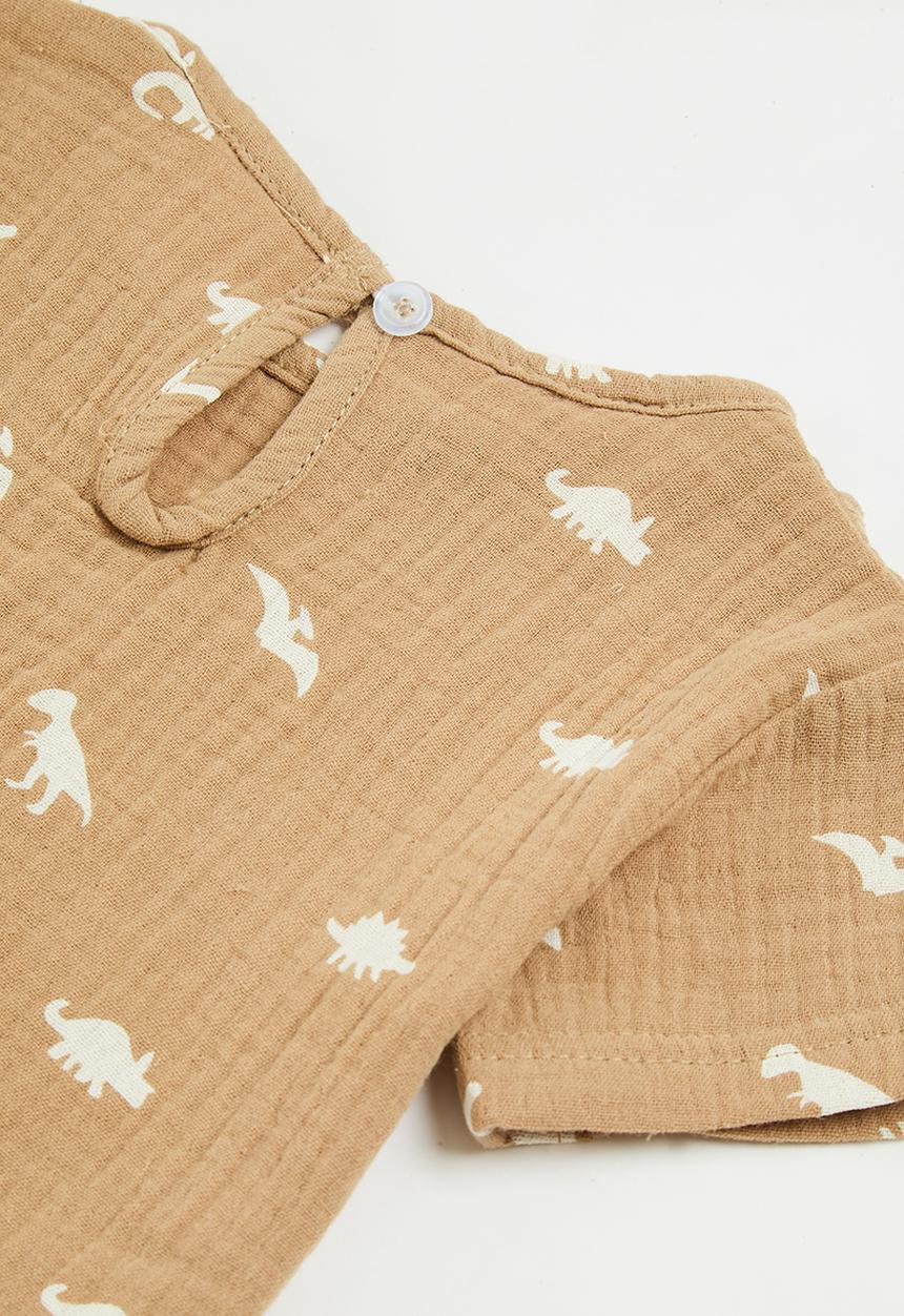 Pop Candy - Printed tee & short set - brown