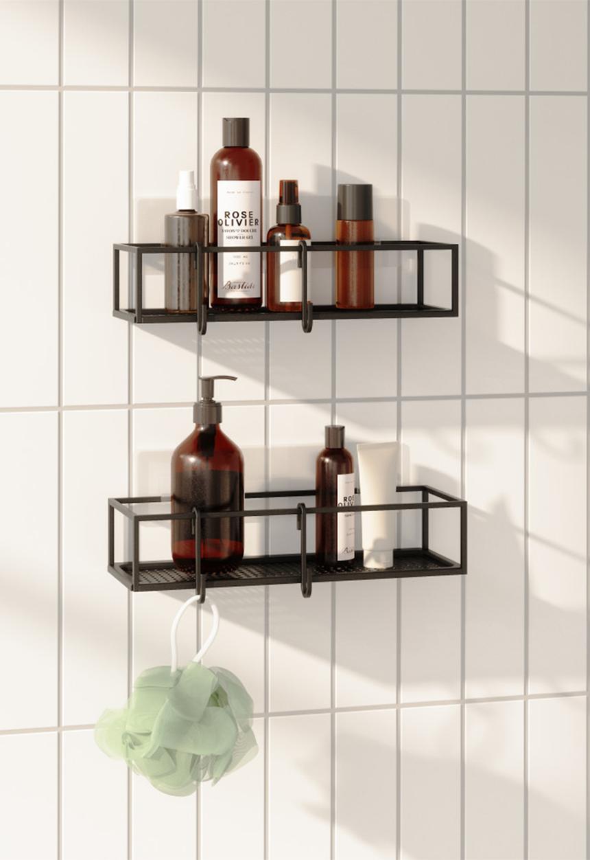 Umbra - Umbra cubiko shower bins set of 2 - black