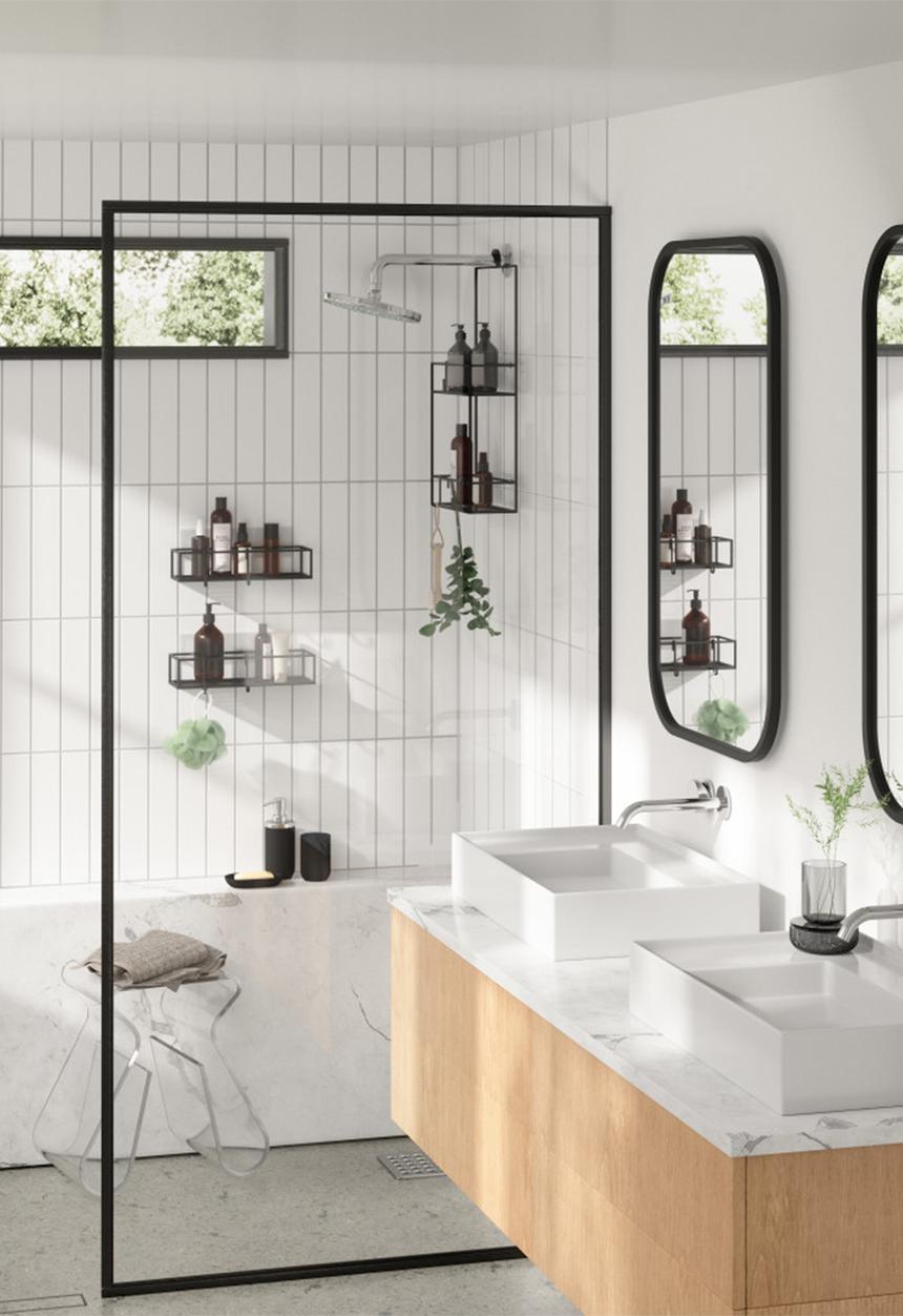 Umbra - Umbra cubiko shower bins set of 2 - black