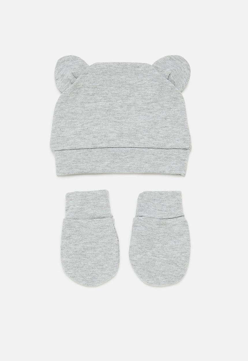 Pop Candy - Baby beanie & mittens set - grey