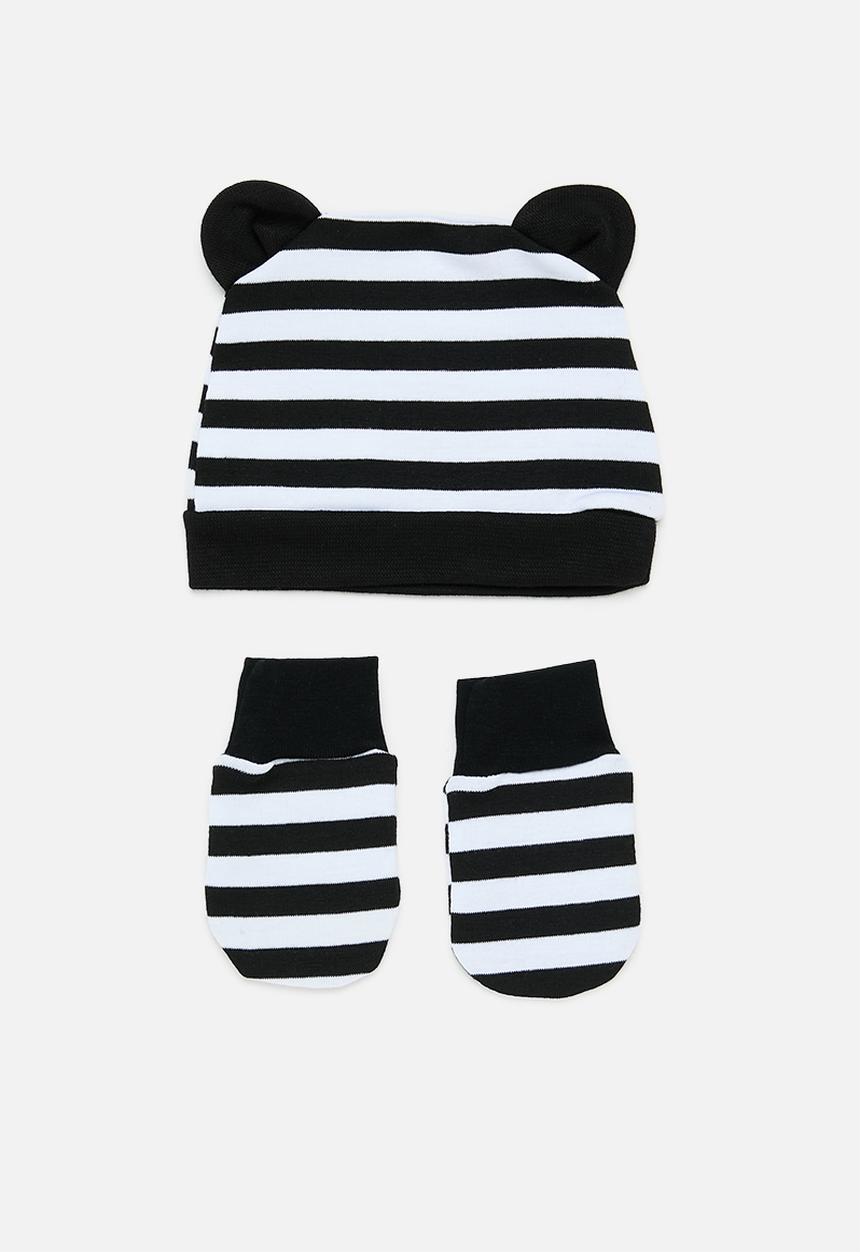 Pop Candy - Baby beanie & mittens set - black & white