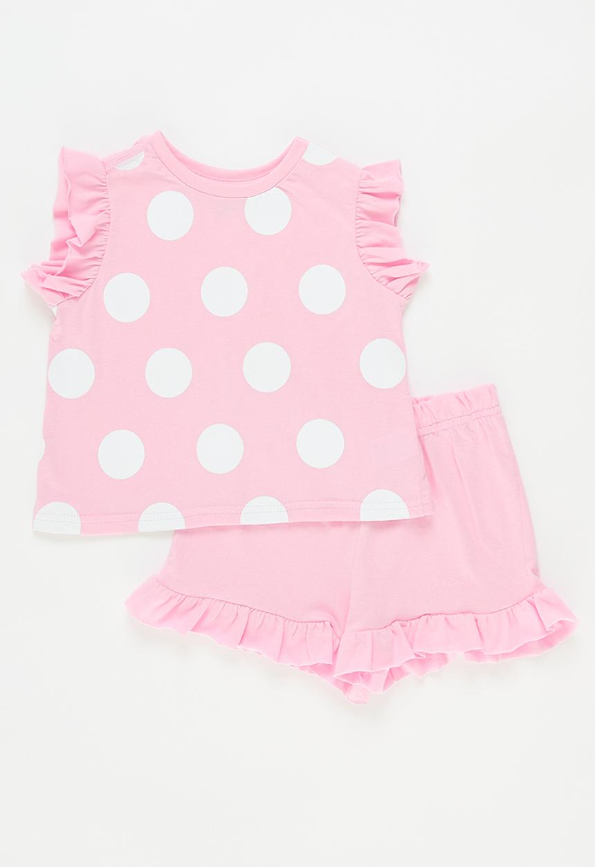 Pop Candy - Printed pj set - pink & white