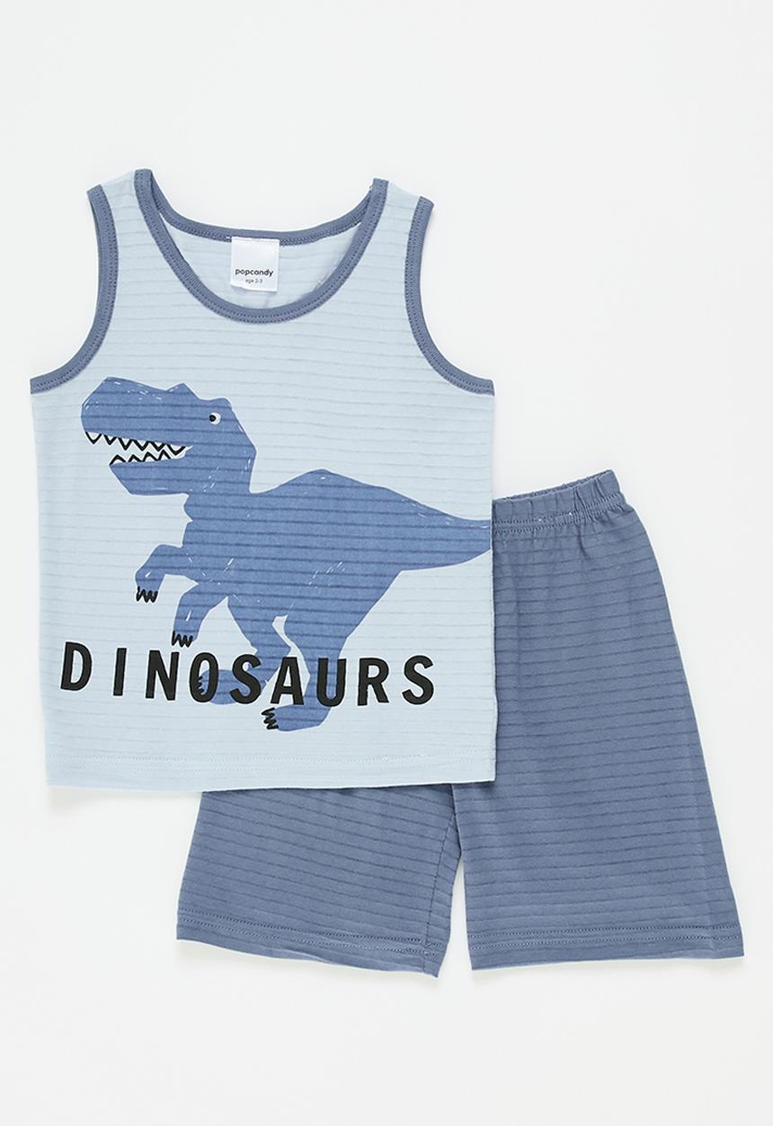 Pop Candy - Dino print  pj set - blue