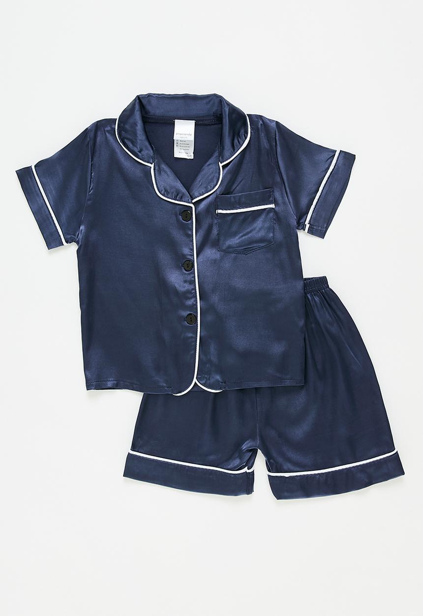 Pop Candy - Contrast piping pj's - blue and white