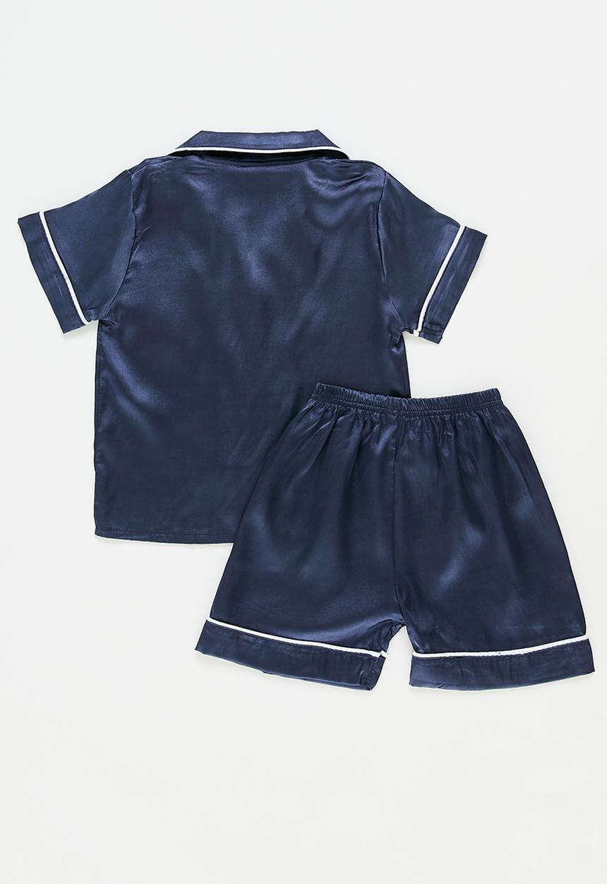 Pop Candy - Contrast piping pj's - blue and white