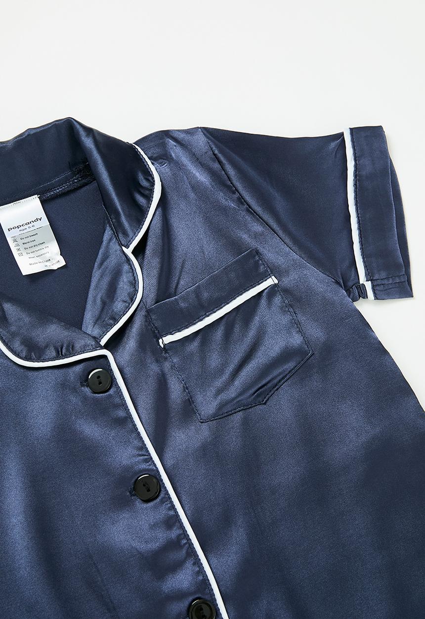 Pop Candy - Contrast piping pj's - blue and white