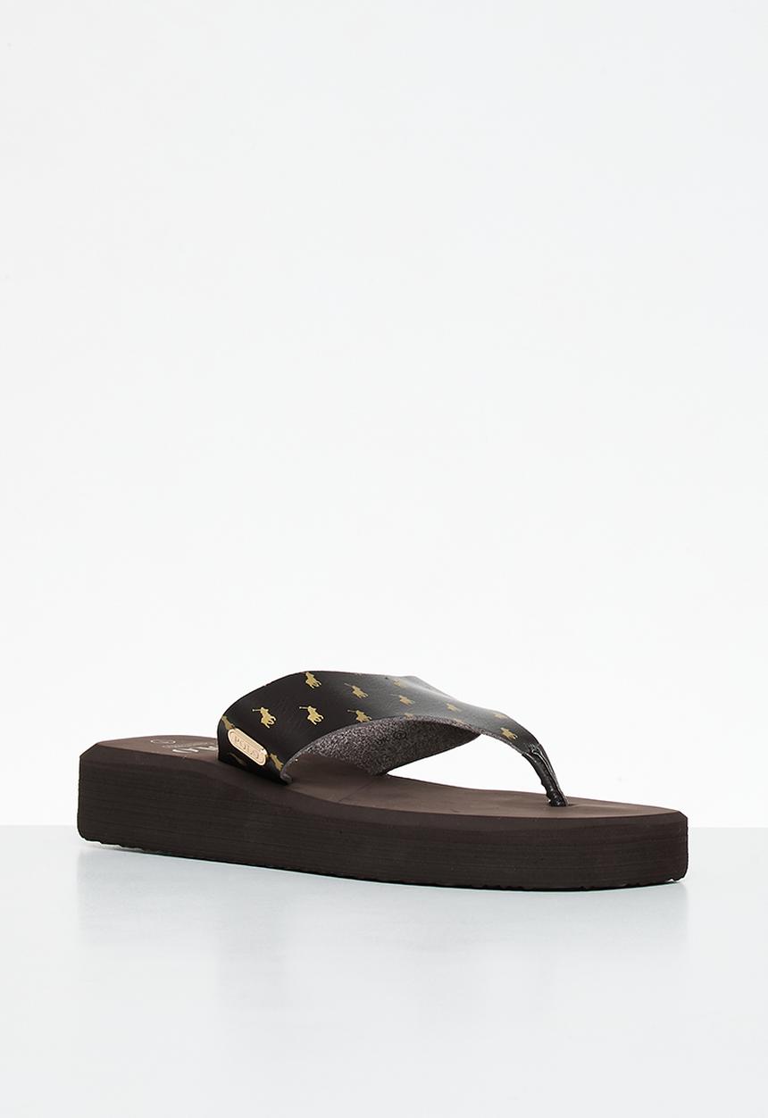 POLO - Monogram flatform flip flop - brown