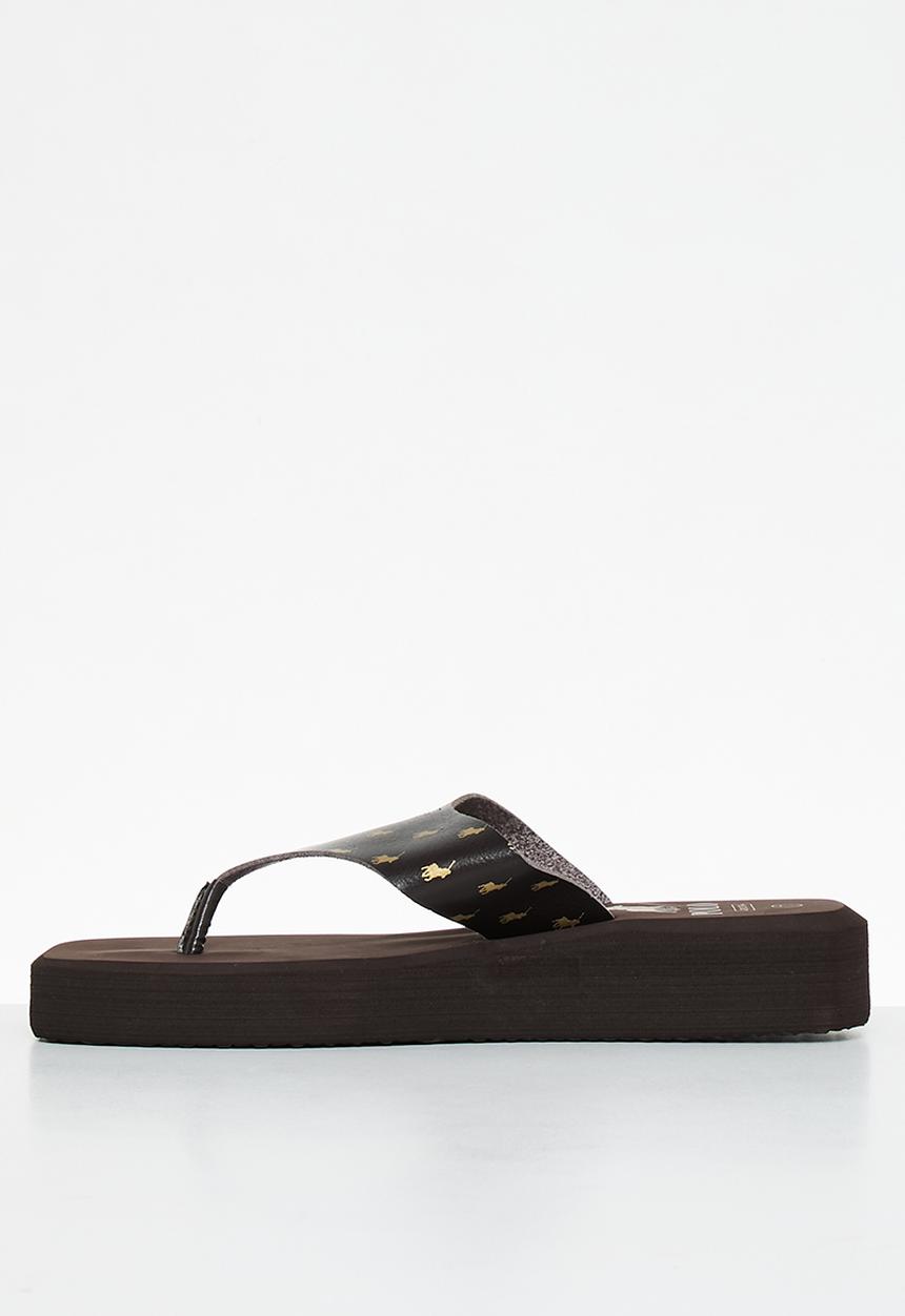POLO - Monogram flatform flip flop - brown