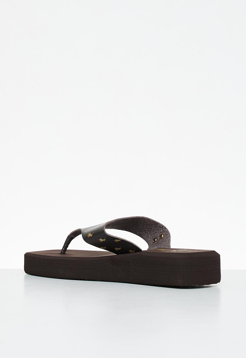 POLO - Monogram flatform flip flop - brown