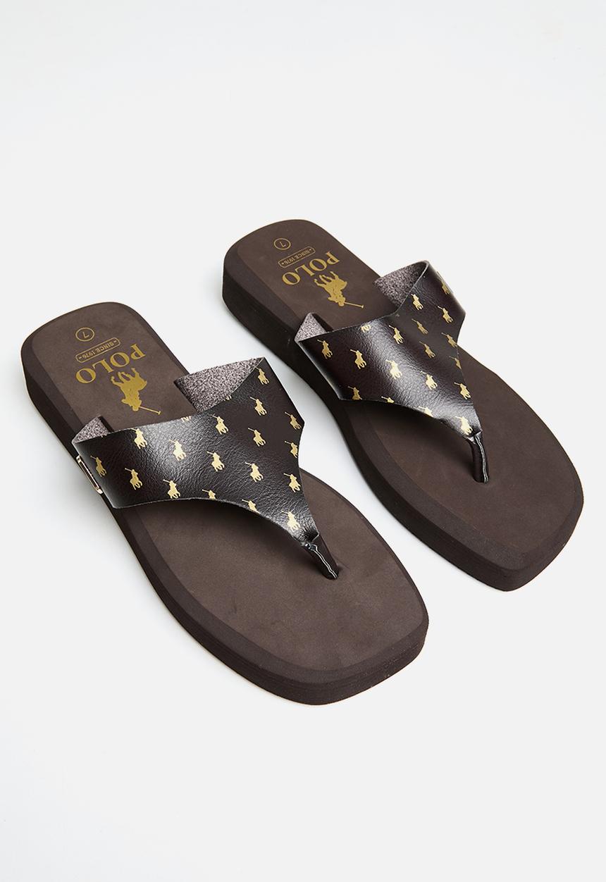 POLO - Monogram flatform flip flop - brown
