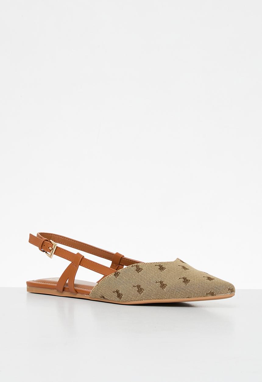 POLO - Pointy slingback monogram - tan