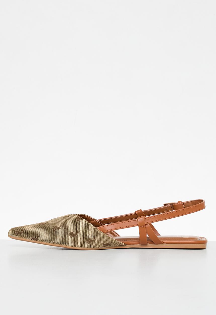 POLO - Pointy slingback monogram - tan