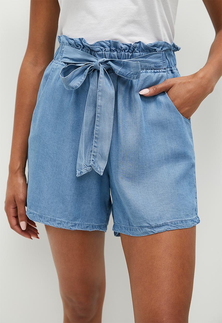 HAILYS - Tie belt shorts - mid blue