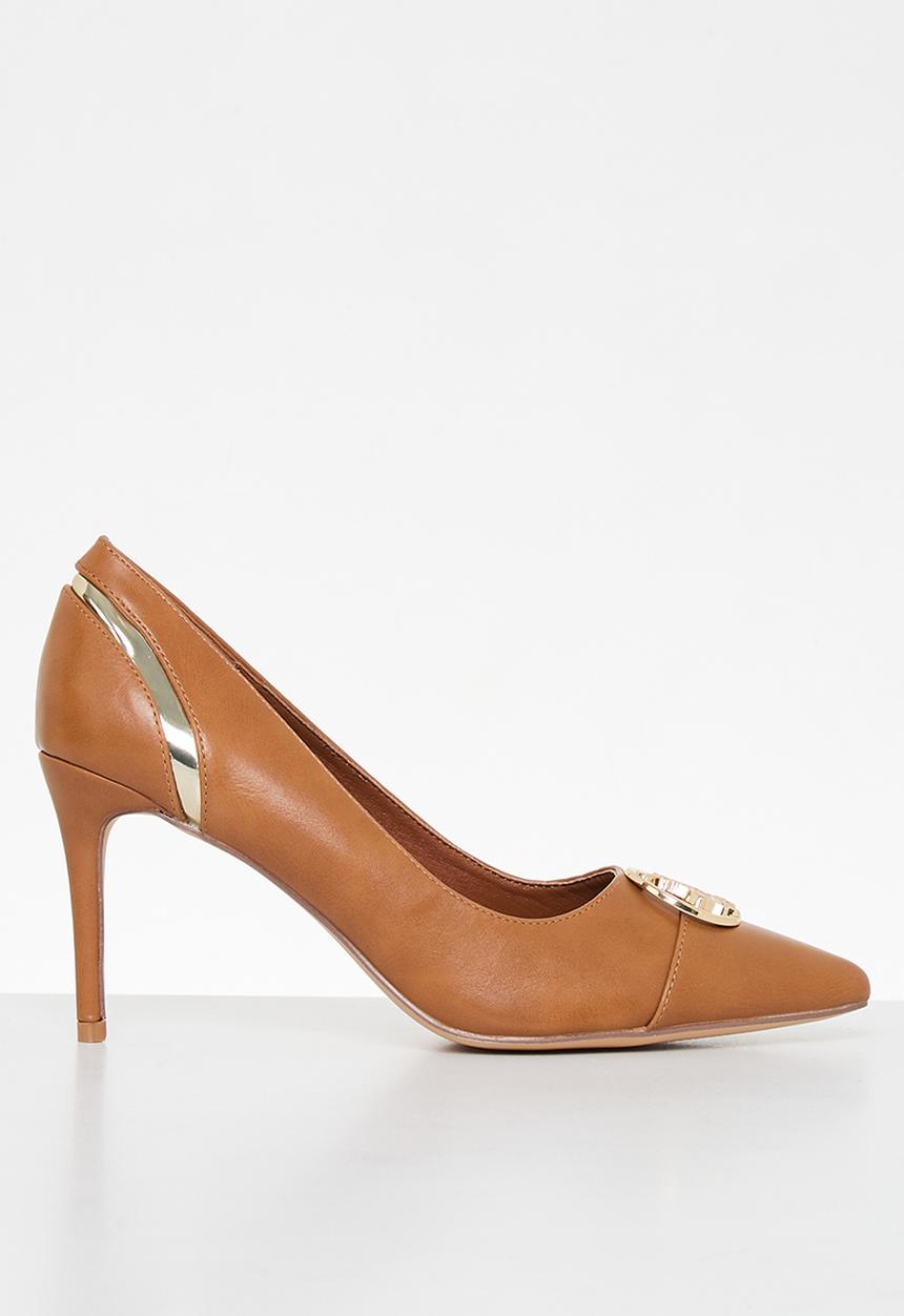 POLO - Toe cap circle trim pointy stiletto - tan