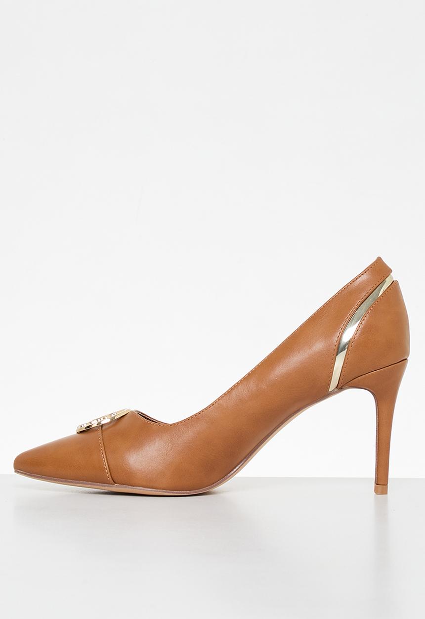 POLO - Toe cap circle trim pointy stiletto - tan