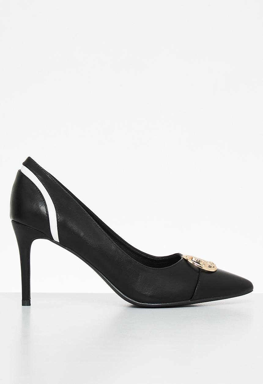 POLO - Toe cap circle trim pointy stiletto - black