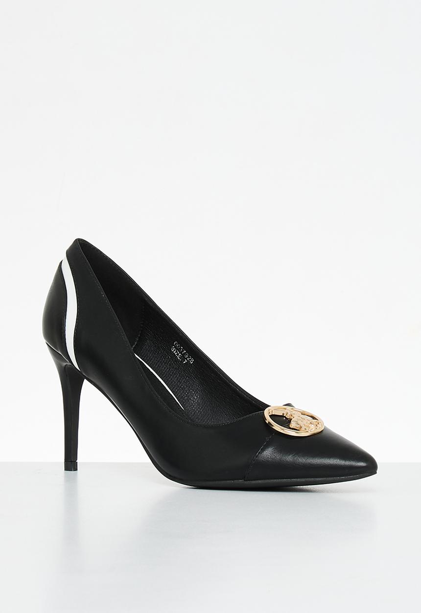 POLO - Toe cap circle trim pointy stiletto - black