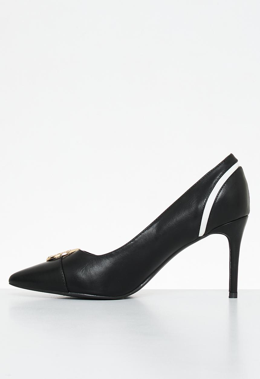 POLO - Toe cap circle trim pointy stiletto - black