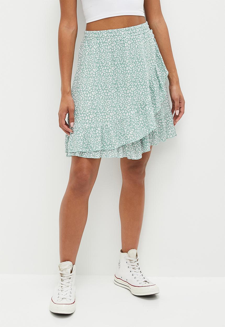 HAILYS - Frill trim mini skirt - green tea leo