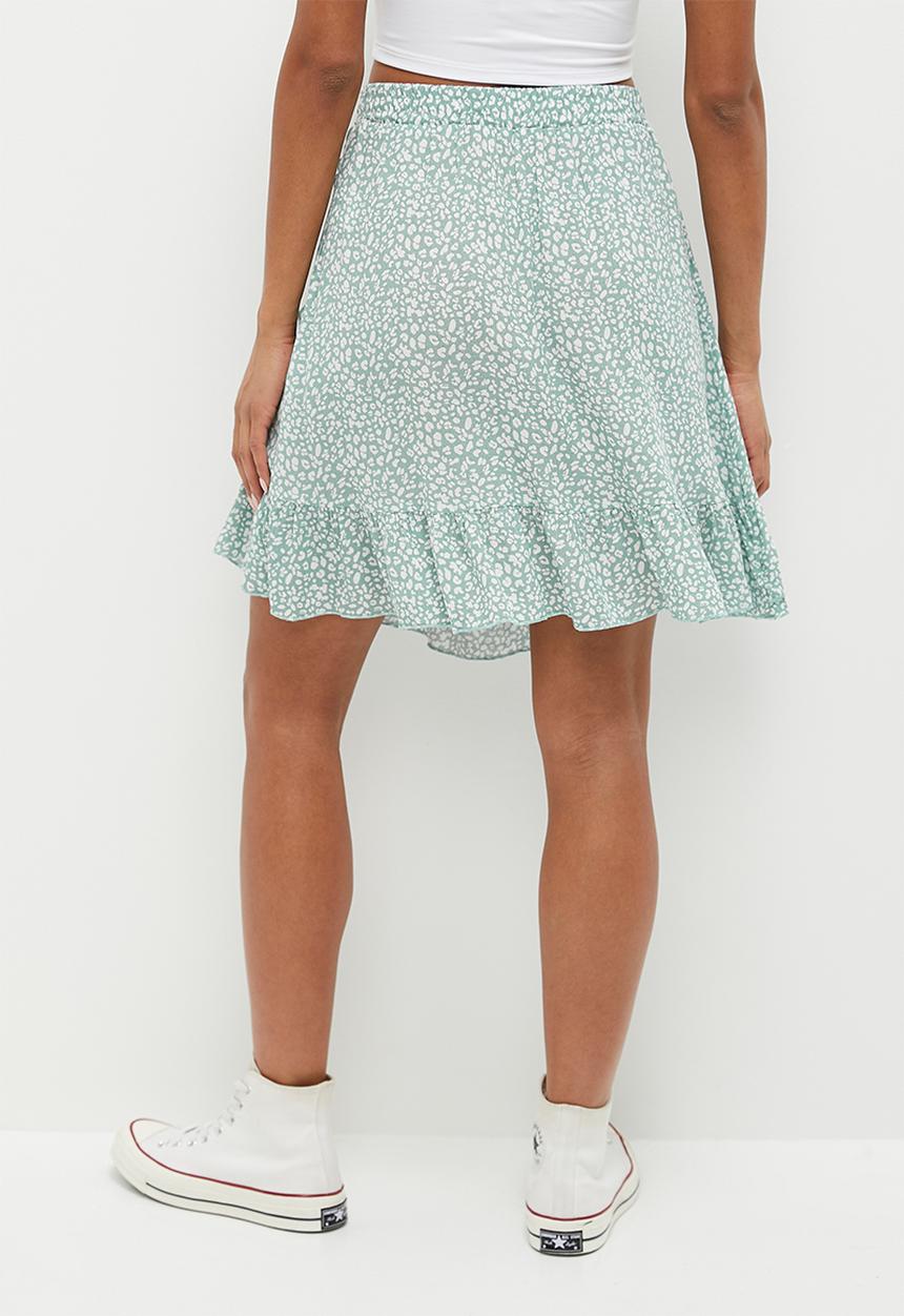 HAILYS - Frill trim mini skirt - green tea leo