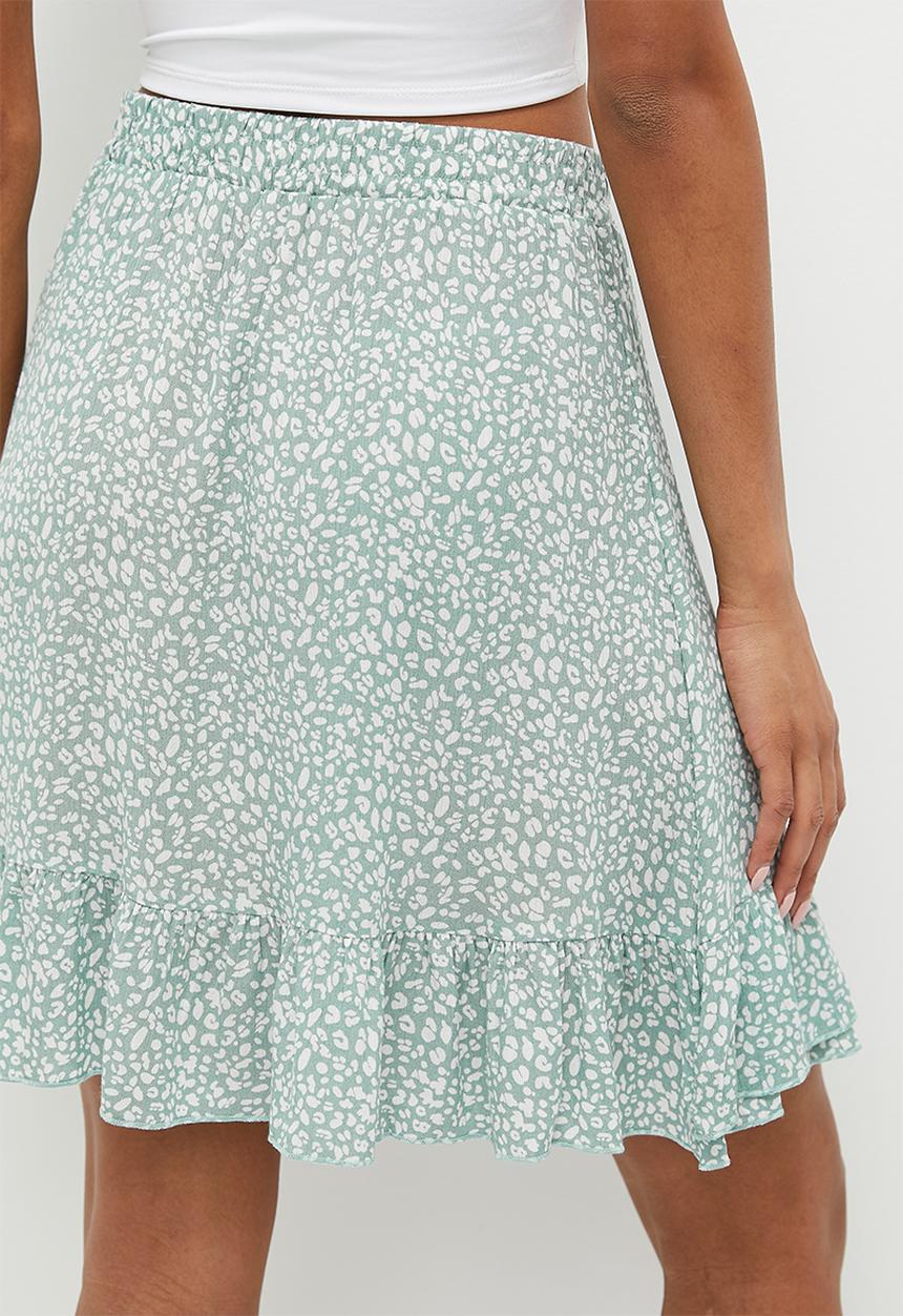 HAILYS - Frill trim mini skirt - green tea leo