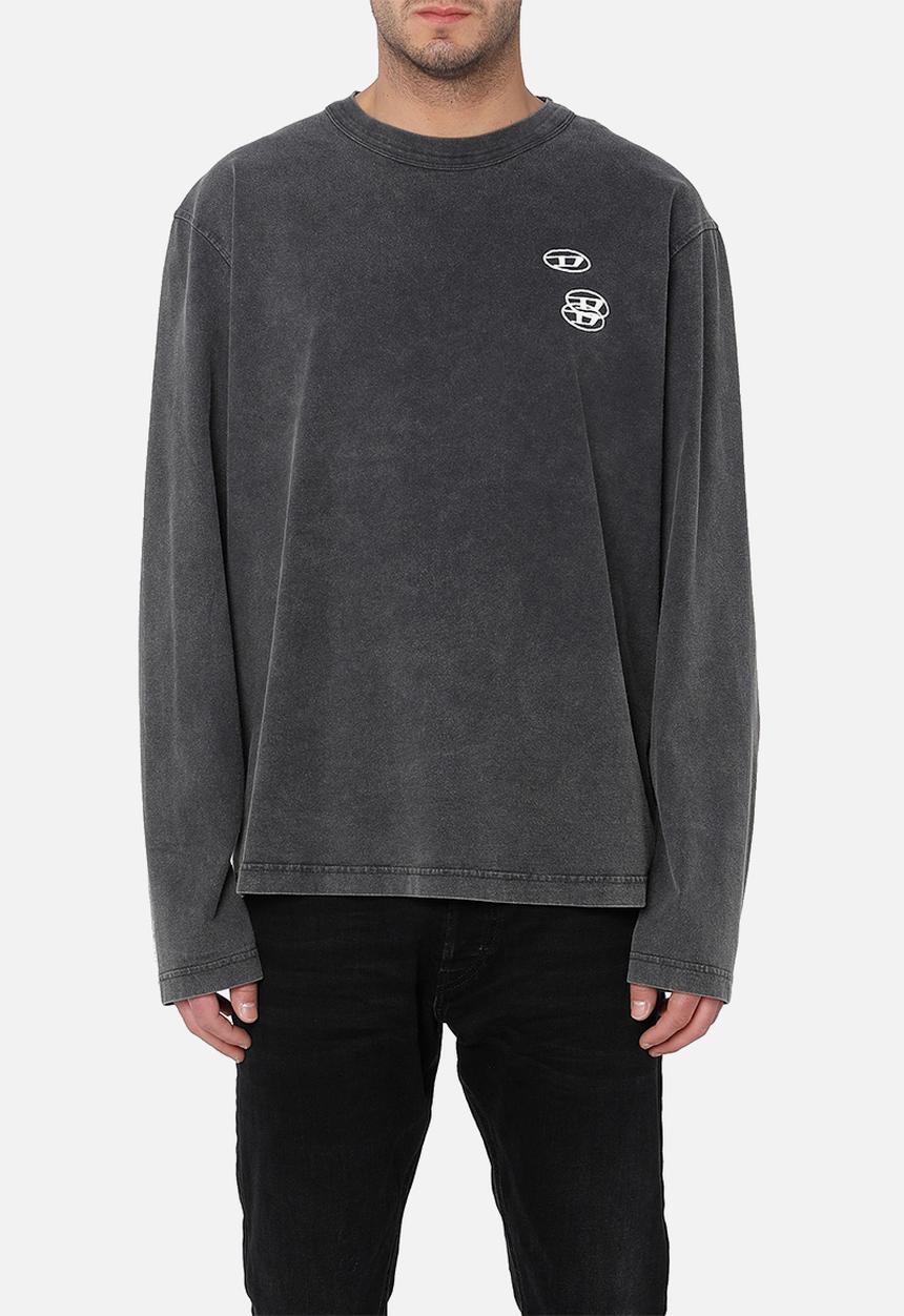 Diesel  - T-Crane long sleeve slits t-shirt loose fit - charcoal