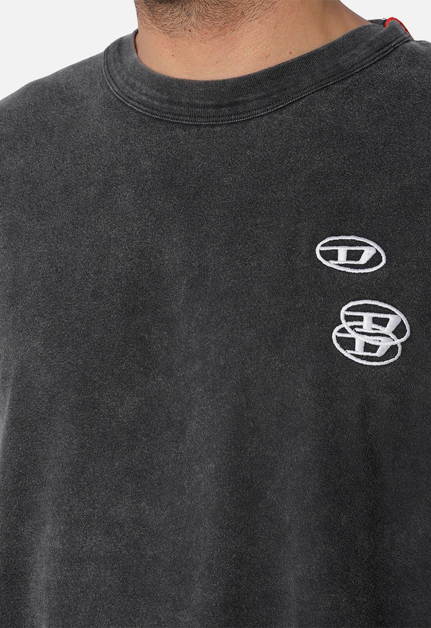 Diesel  - T-Crane long sleeve slits t-shirt loose fit - charcoal