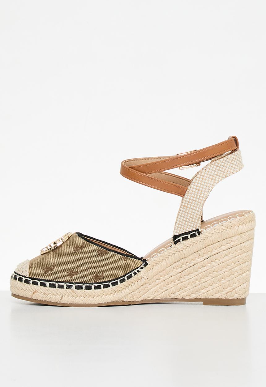 POLO - Monogram wedge espadrille - stone