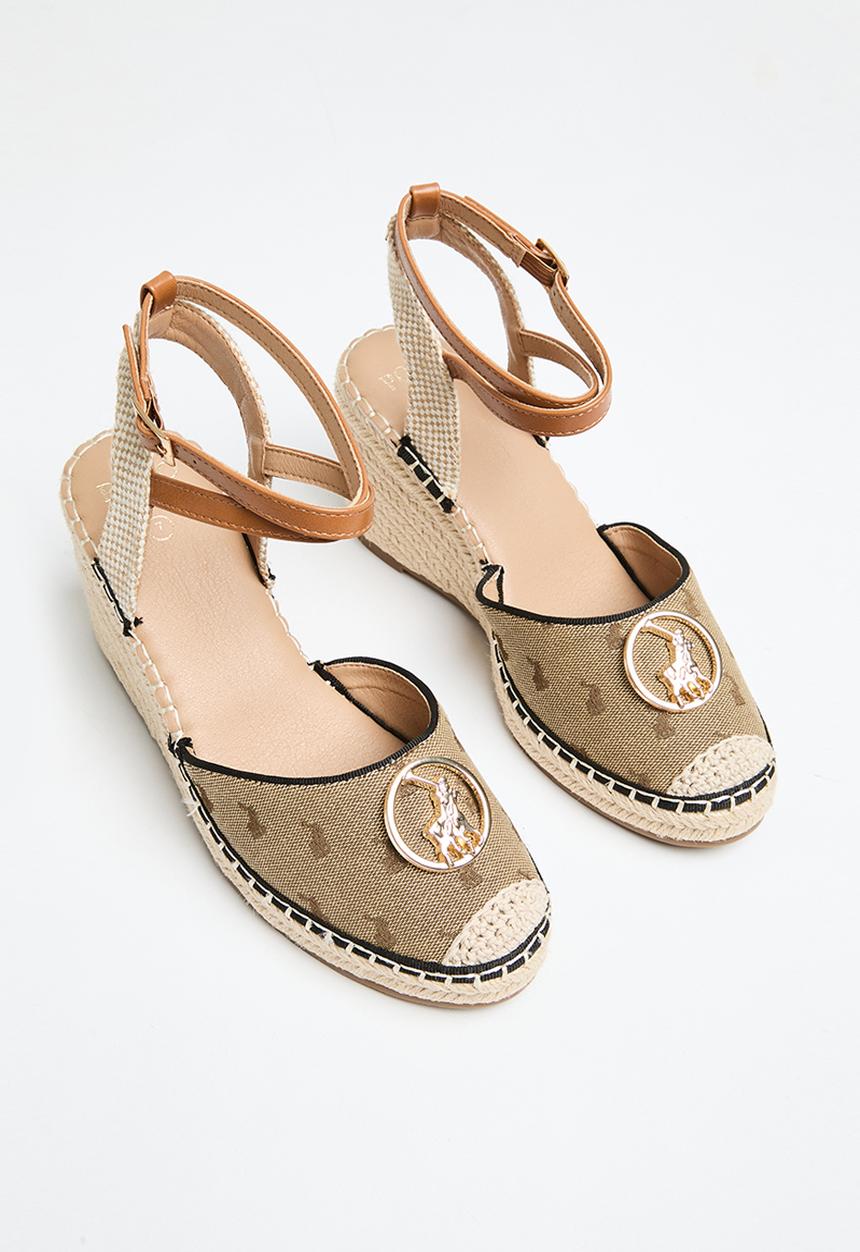 POLO - Monogram wedge espadrille - stone