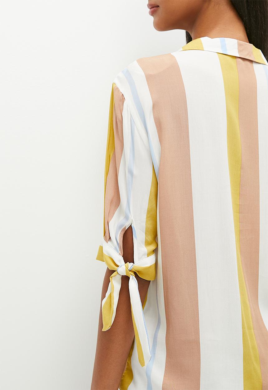 HAILYS - Collared 1/2 sleeve blouse - beige stripe