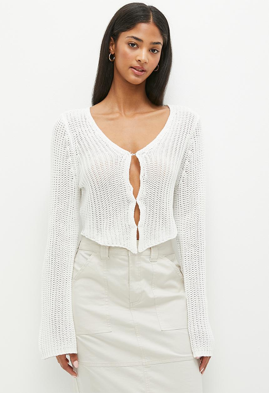 Cotton On - Summer knit peekaboo cardigan - white