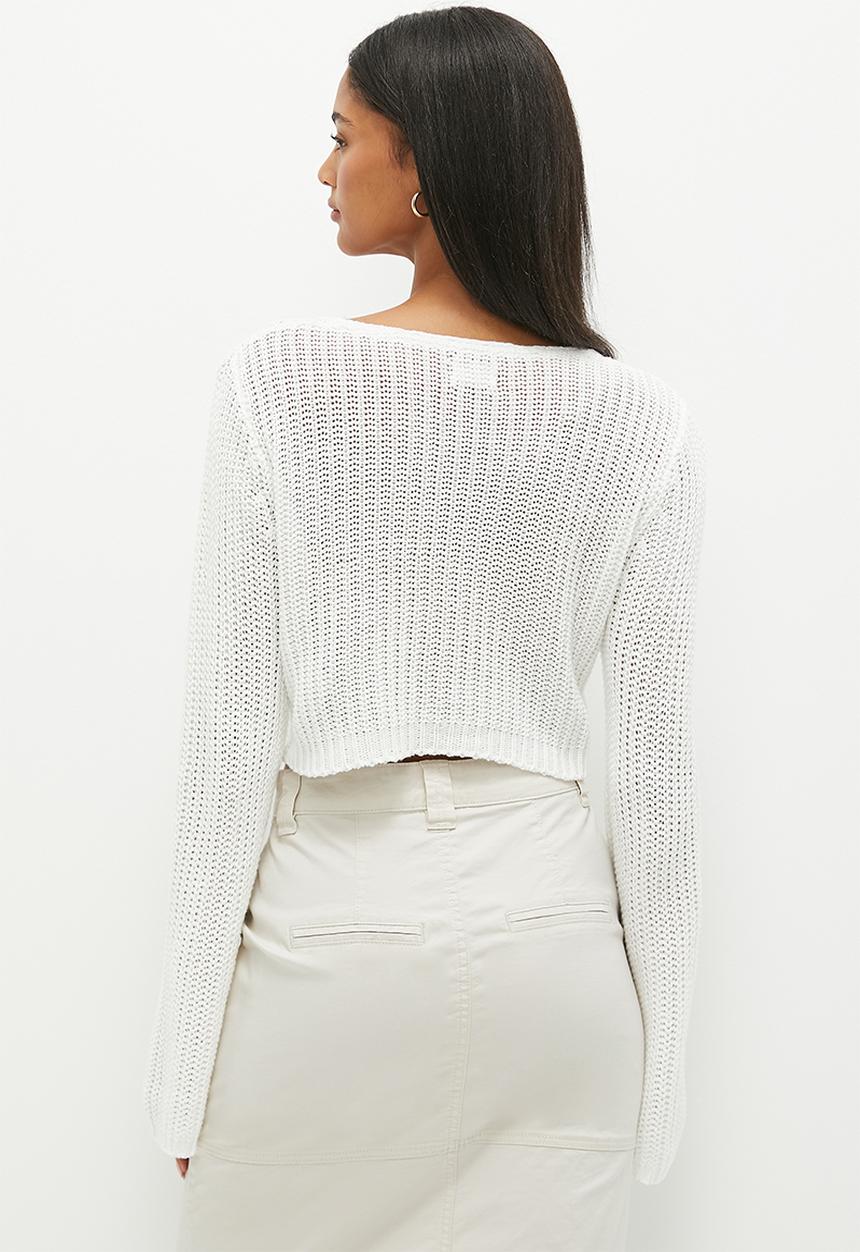 Cotton On - Summer knit peekaboo cardigan - white