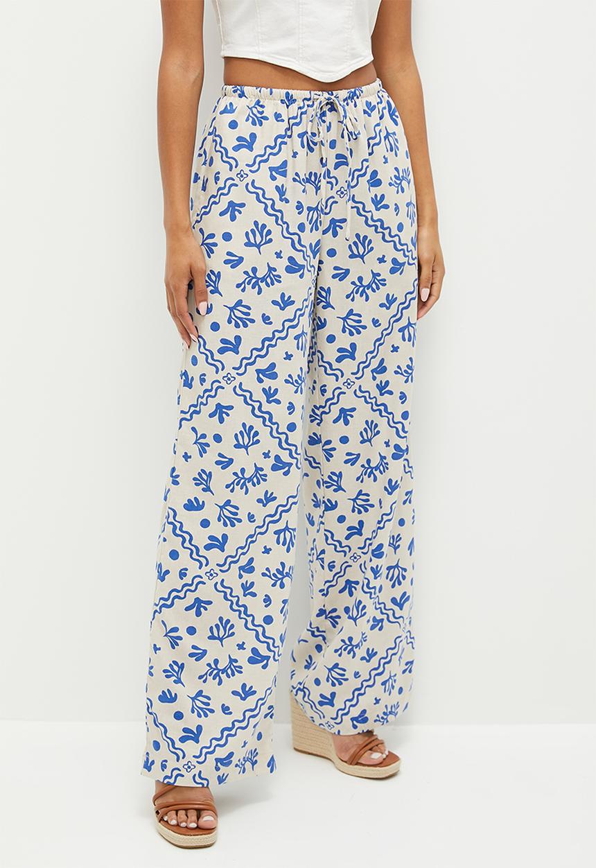 Cotton On - Haven wide leg pant - blue coral border