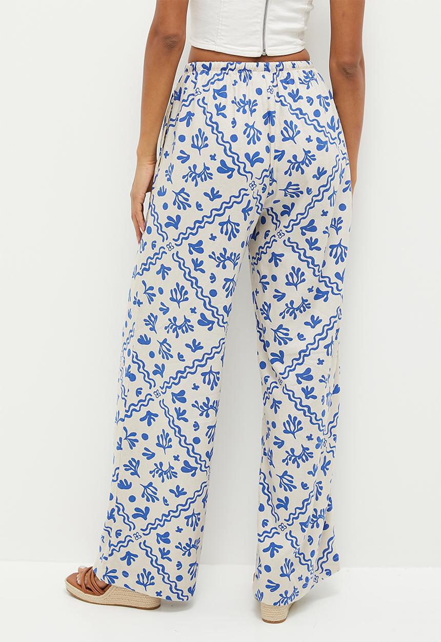 Cotton On - Haven wide leg pant - blue coral border