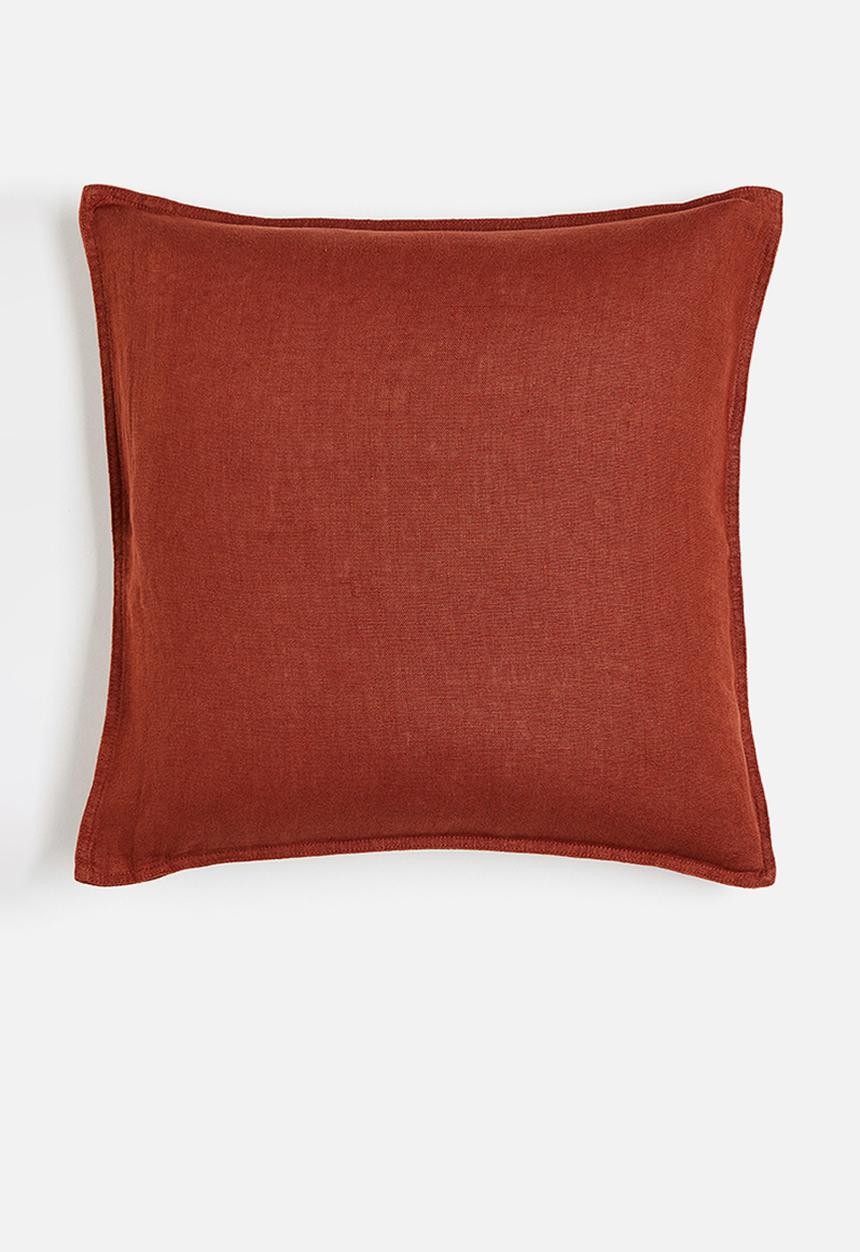 H&M - Washed linen cushion cover - rust brown