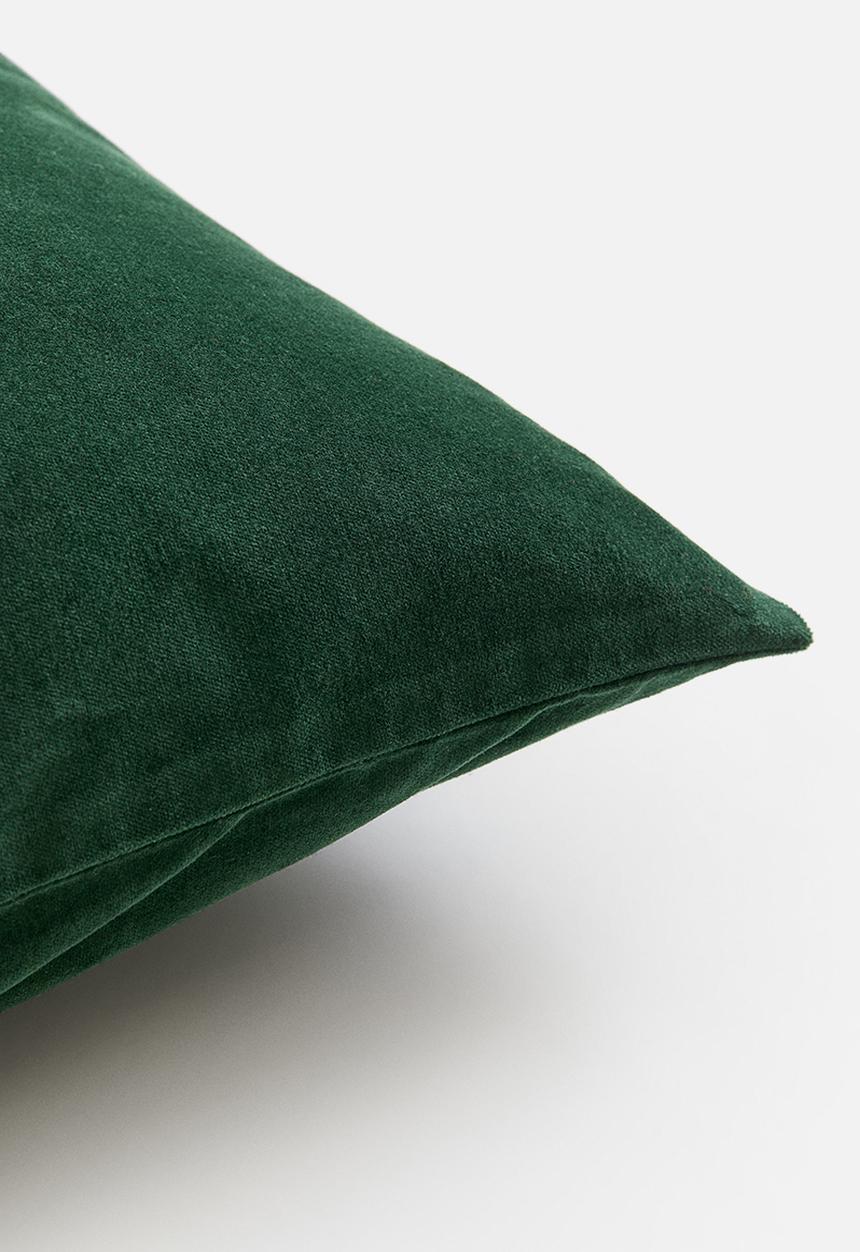 H&M - Cotton velvet cushion cover - dark green 