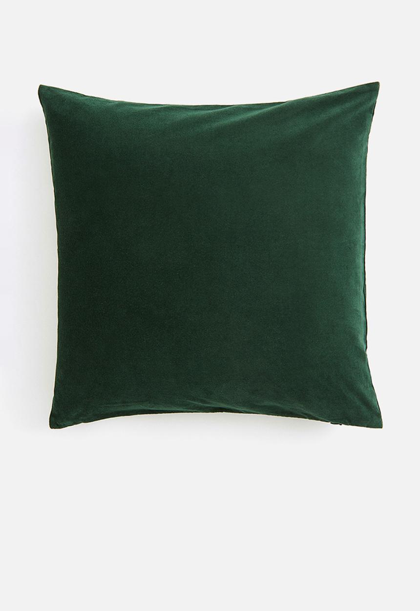 H&M - Cotton velvet cushion cover - dark green 