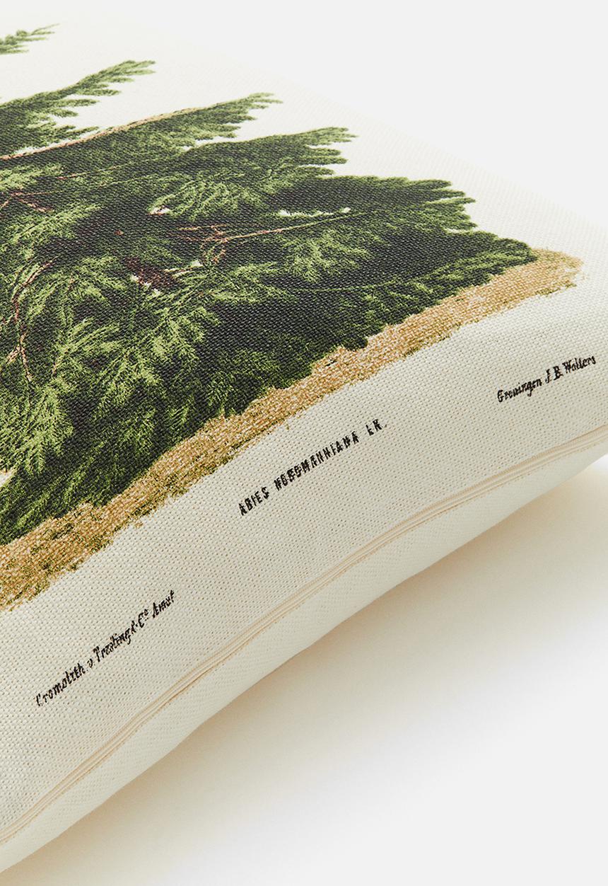 H&M - Printed cushion cover - light beige/fir tree