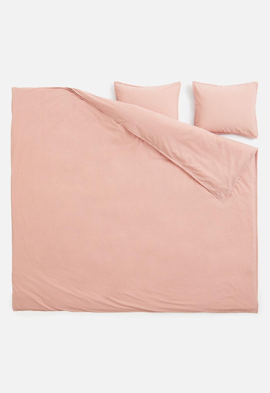 H&M - Washed cotton double/king duvet cover set - pink