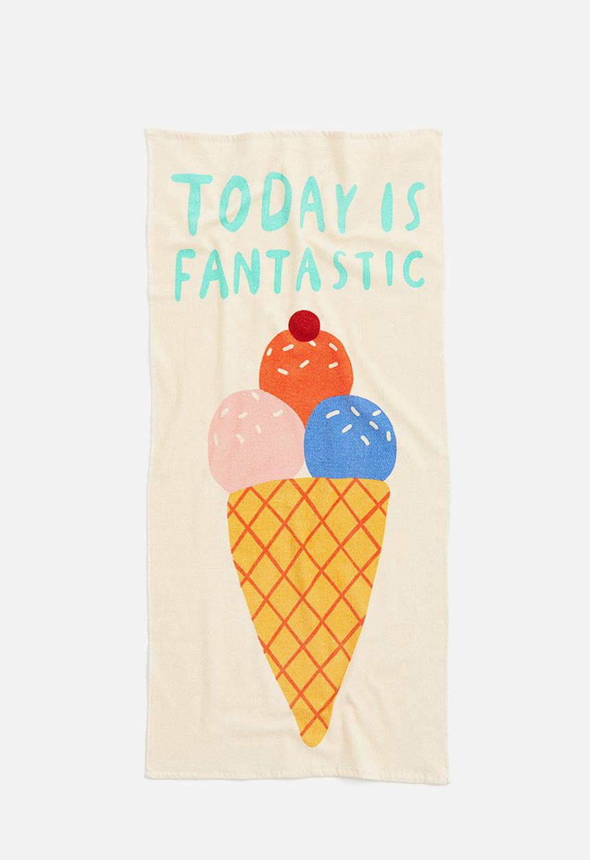H&M - Patterned bath towel - light beige ice cream