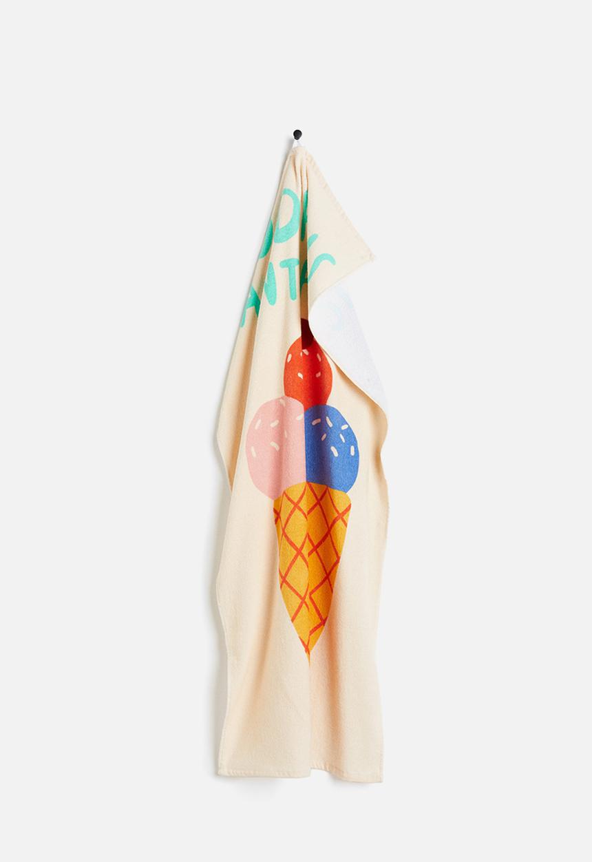 H&M - Patterned bath towel - light beige ice cream