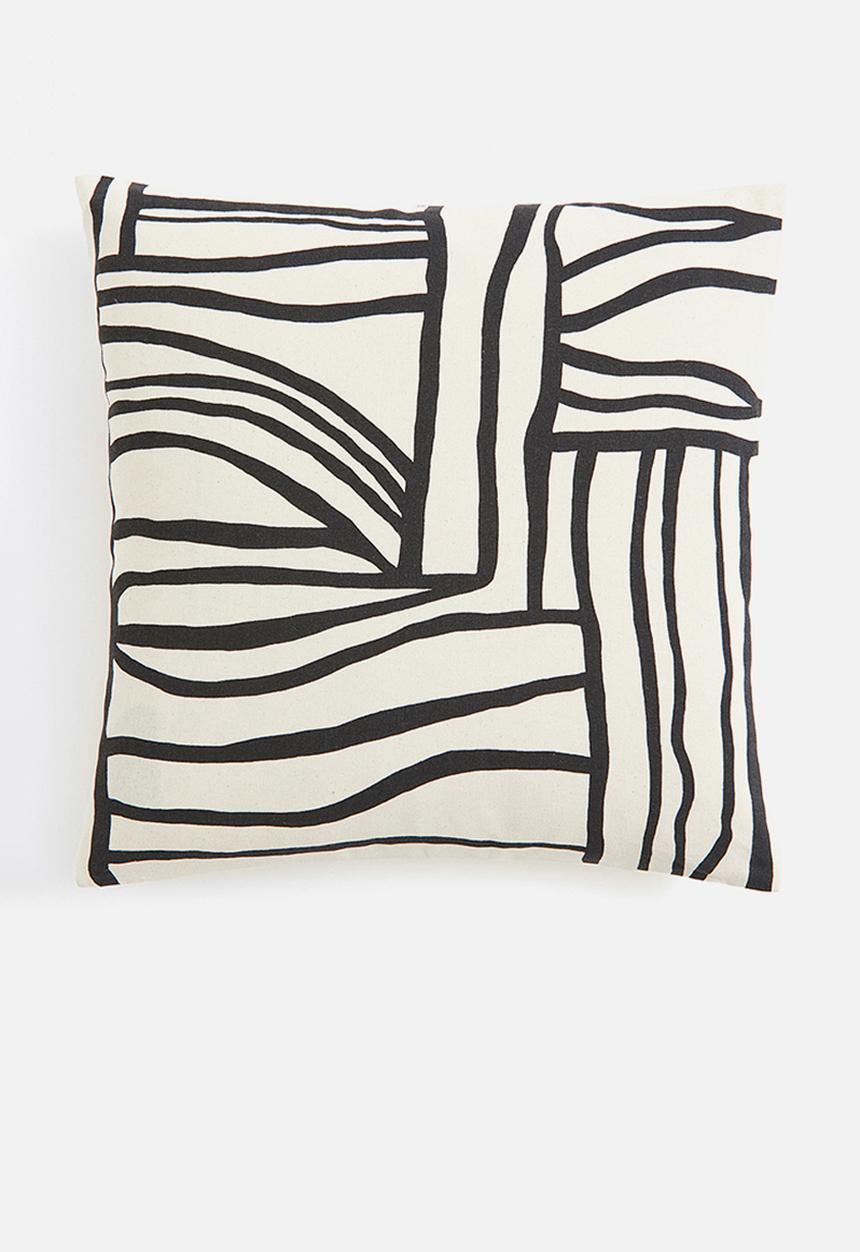 H&M - Patterned cushion cover - anthracite grey patterned