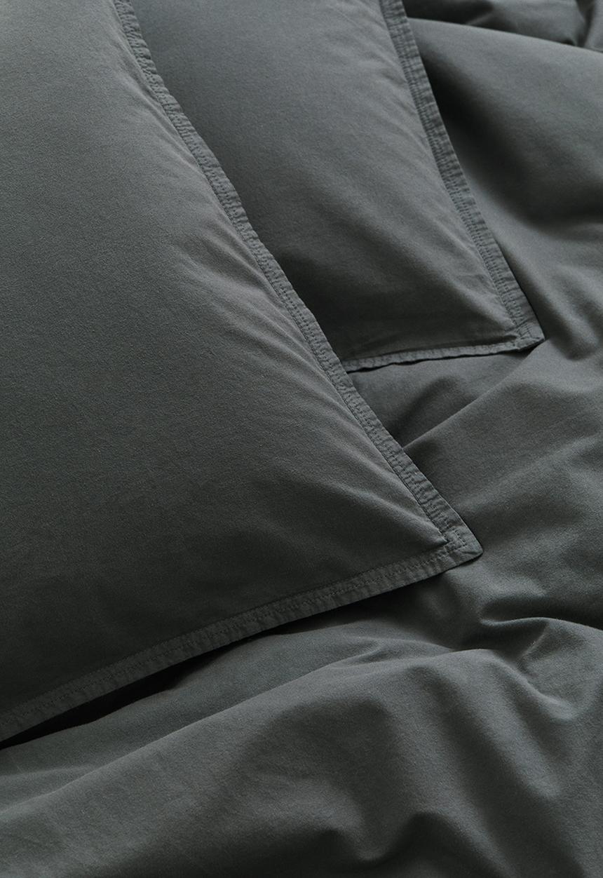 H&M - Washed cotton double/king duvet cover set - dark grey 