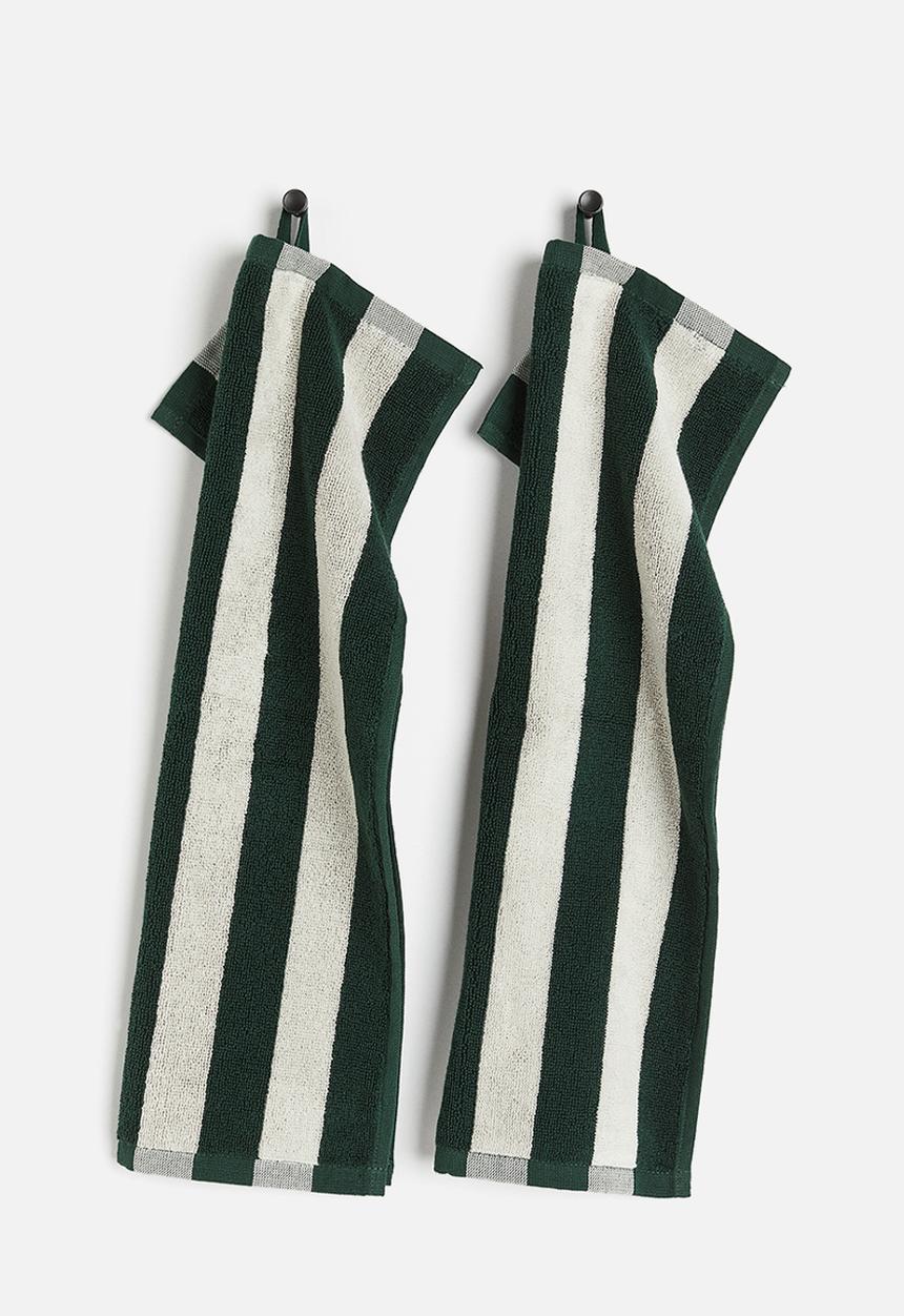 H&M - Striped guest towel - dark green striped