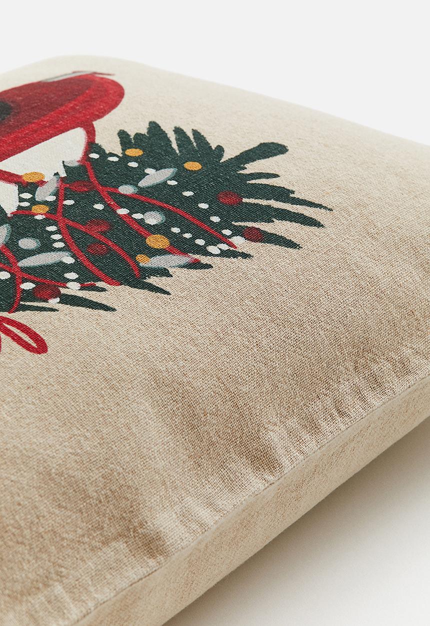 H&M - Printed cushion cover - light beige happy holidays
